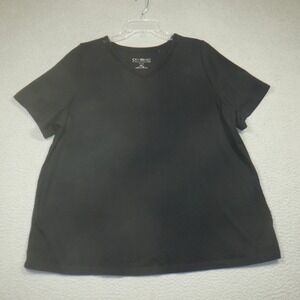 Catherines Top T Shirt Women's 0X Petite Black Short‎ Sleeve Suprema Collection
